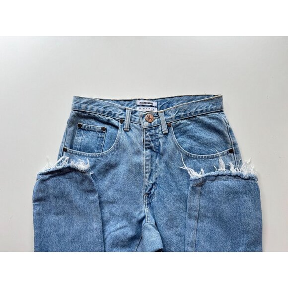 ONE TEASPOON Vintage Medium Rinse Distressed Tapered Drop Crotch Jeans, Size XXS - Picture 8 of 12